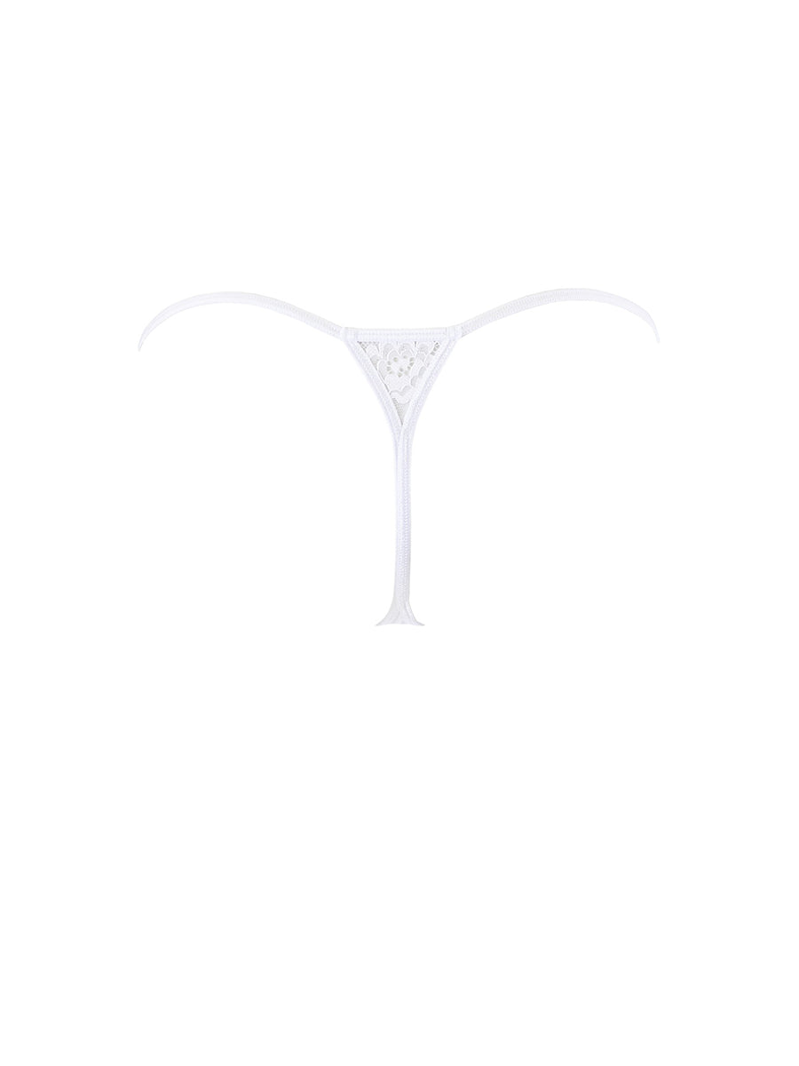 Axami flexible microfiber babydoll with lace inserts, architectural neckline stripes, and matching panty