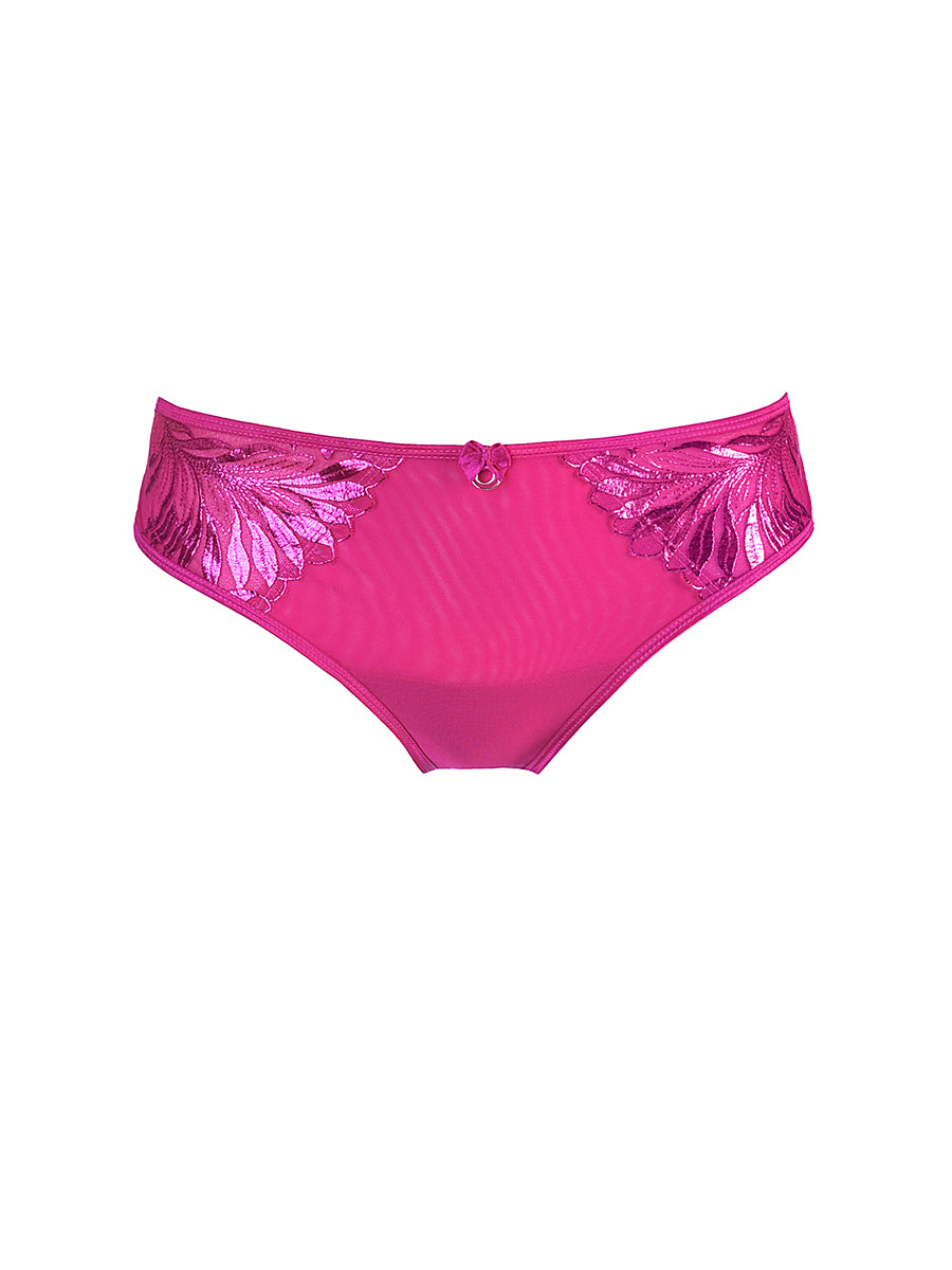 Axami fuchsia lace briefs designed with body-contouring European fabric and delicate lace placements