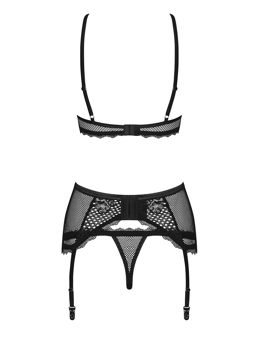 Basitta Seductive Lingerie Set with Garter Belt - Black