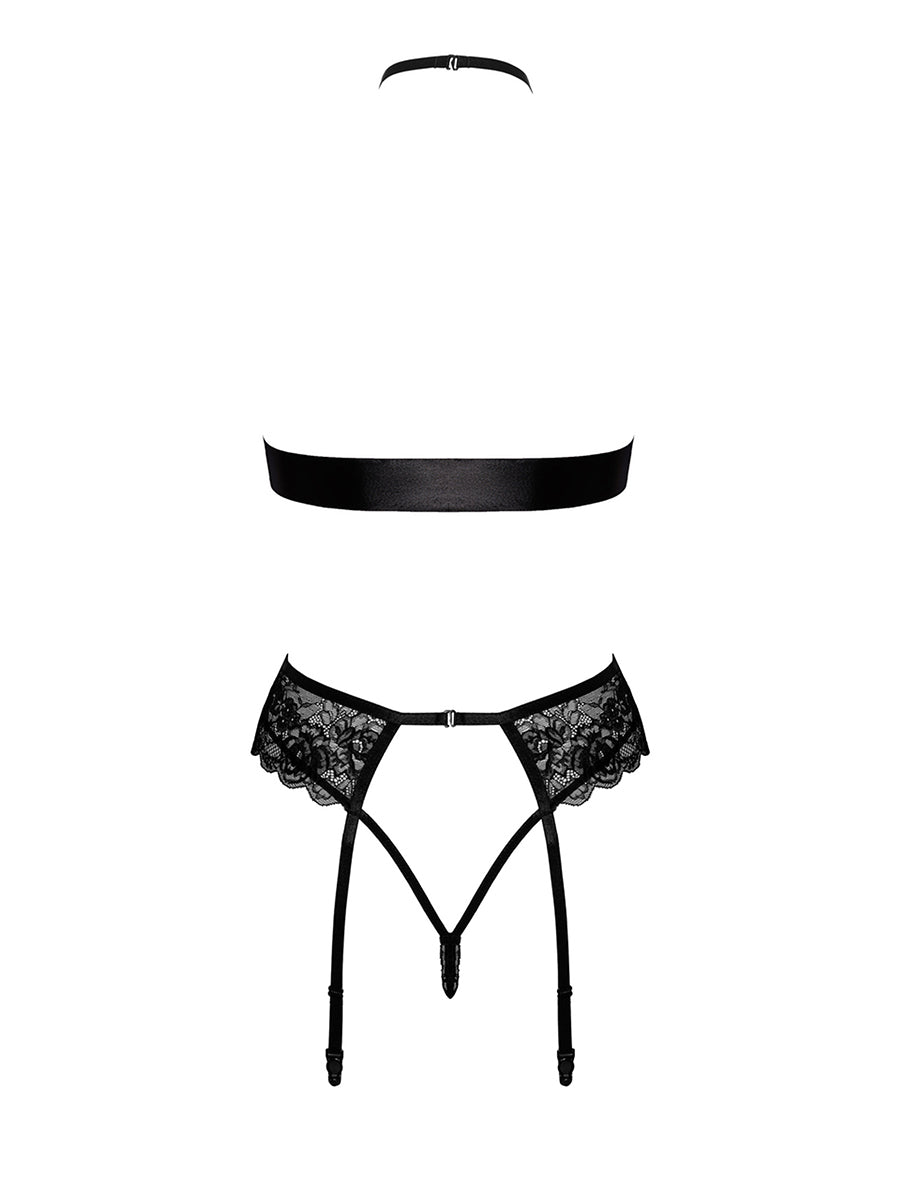 KISS244 Bondage 4 Pieces Lingerie Set - Black