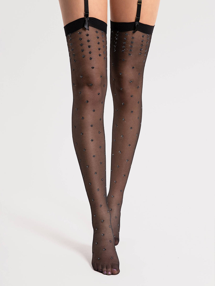 Bruine Patterned Stockings 15 Den - Black