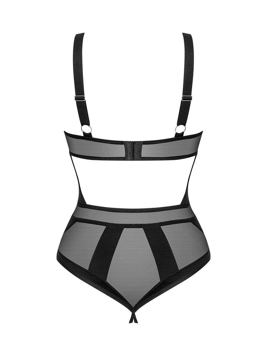 Chic Amoria Teddy with Open Crotch - Black