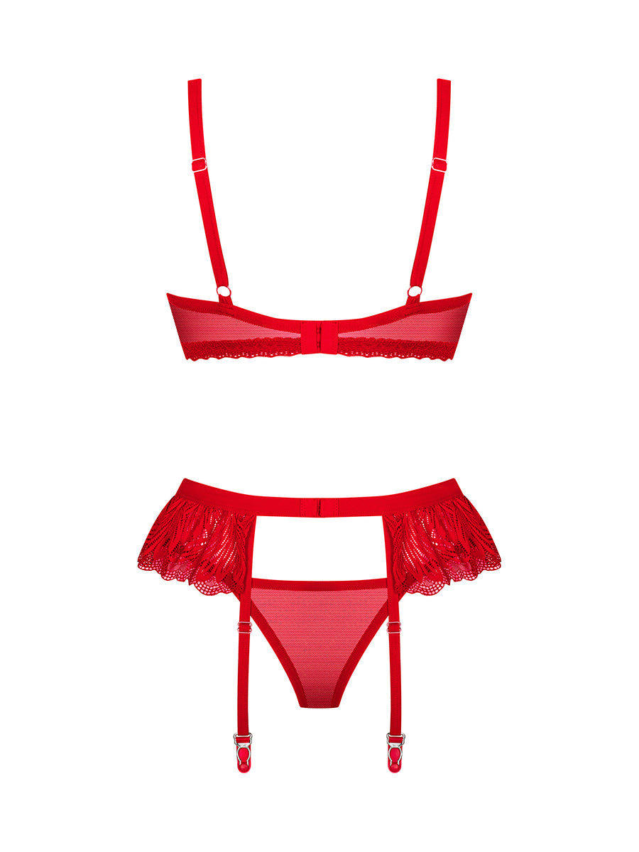 Chilisa Lingerie Set with Garter Belt - Red