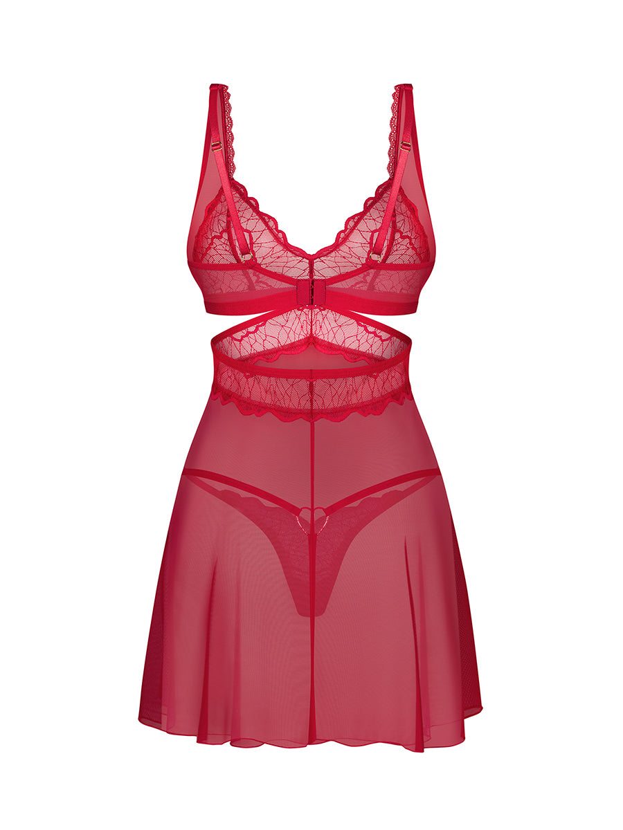 Cupide Desir Babydoll and Thong - Red