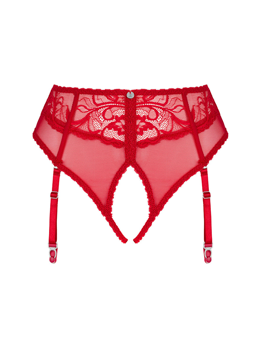 Dagmarie Panties with Detachable Garters - Red