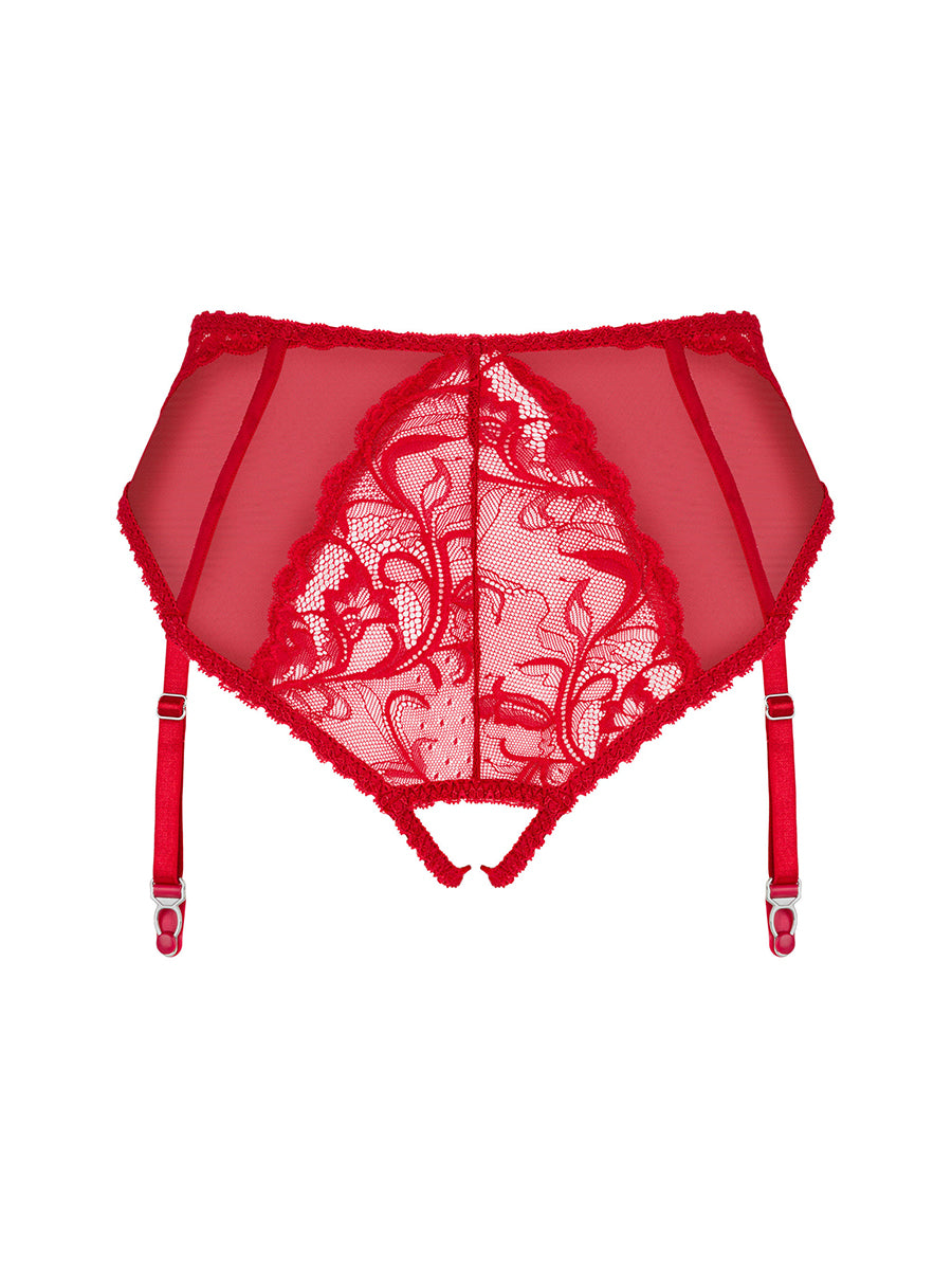 Dagmarie Panties with Detachable Garters - Red