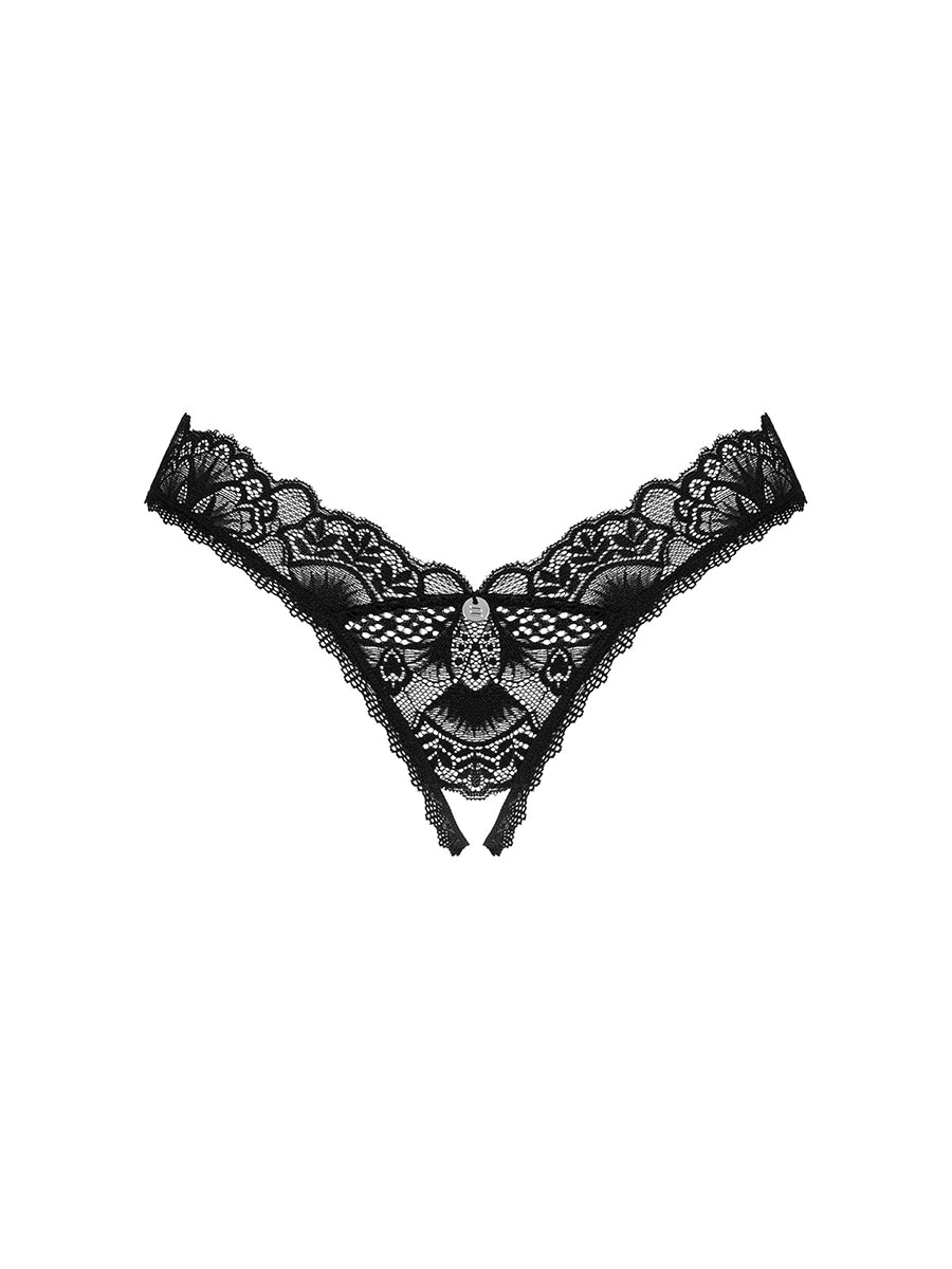 Donna Dream Crotchless Thong - Black
