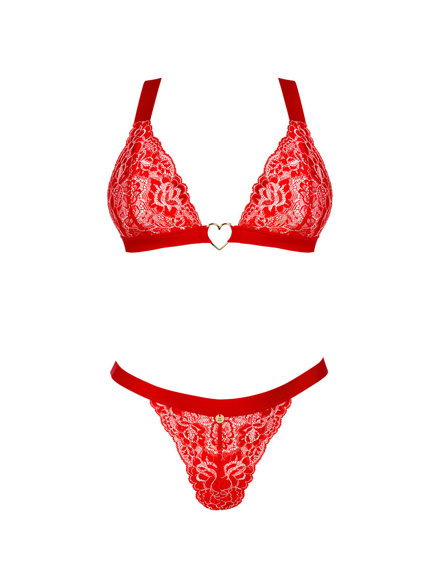 Elianes Lacy Lingerie Set - Red