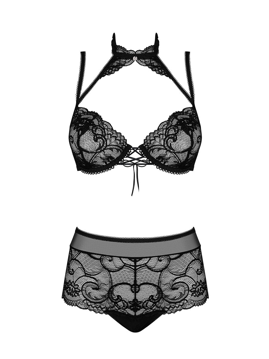 Elizenes Lingerie Set with a Choker - Black