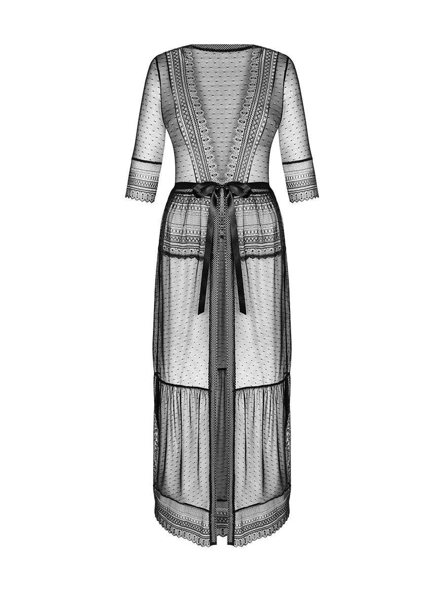 Estiqua Long Peignoir - Black