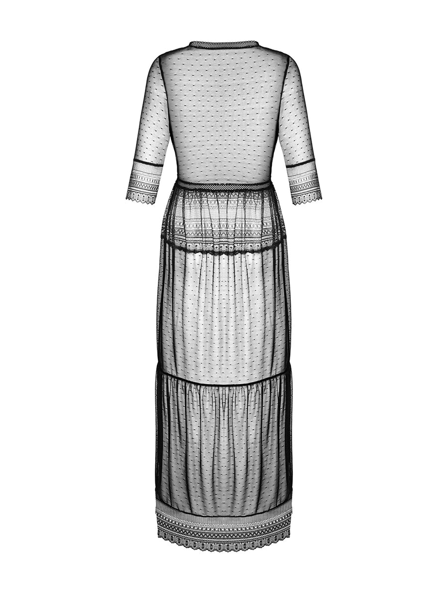 Estiqua Long Peignoir - Black