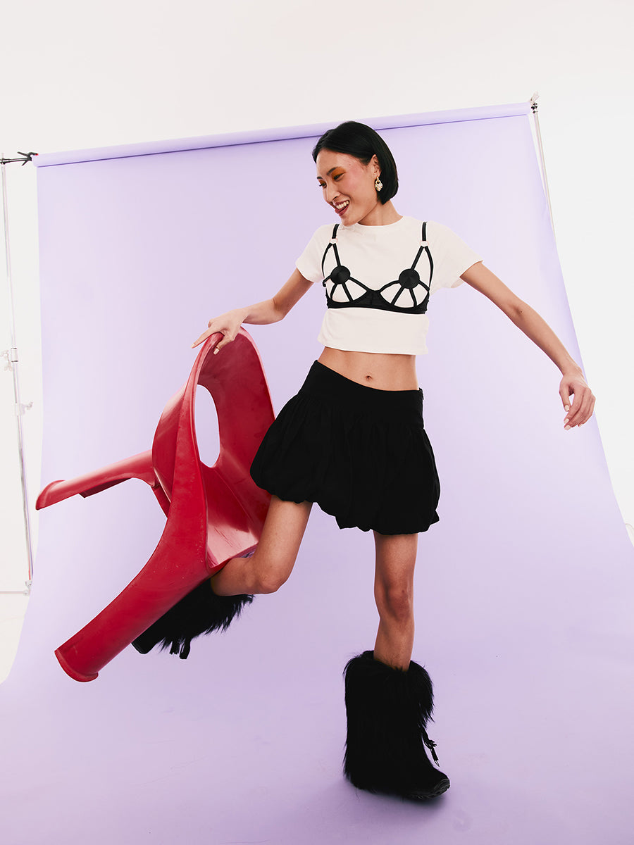 Euridia Bra with Straps - Black