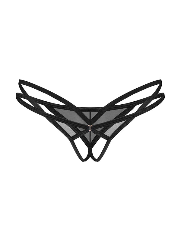 Freedom by Obsessive Euridia Crotchless Thong - Black