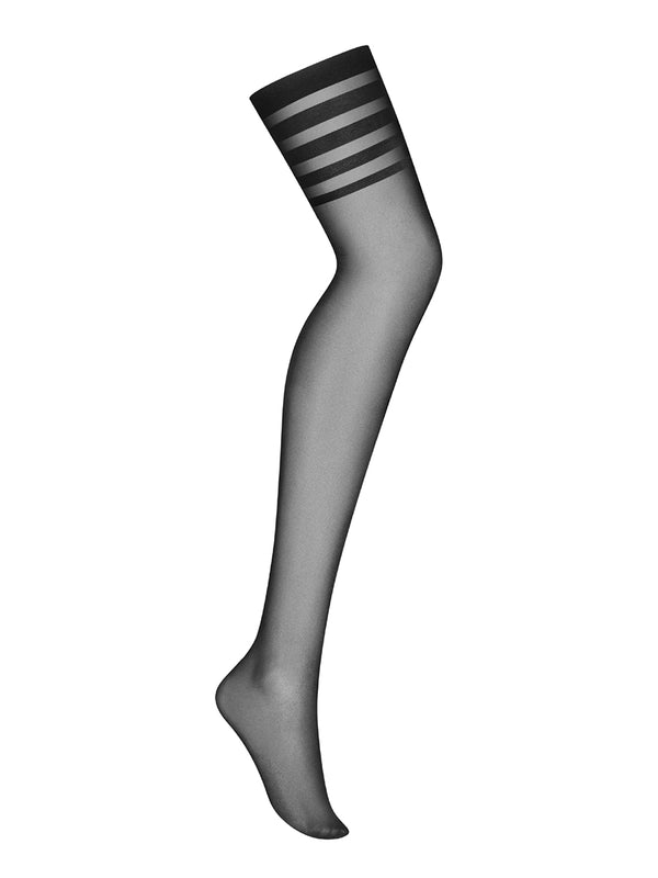 EXQUISITE by Obsessive Lune Bellis Black Stockings with Horizontal Stripes