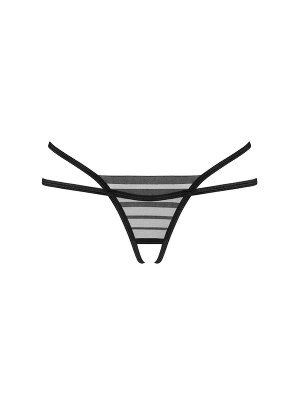 EXQUISITE by Obsessive Lune Bellis Crotchless Thong - Black