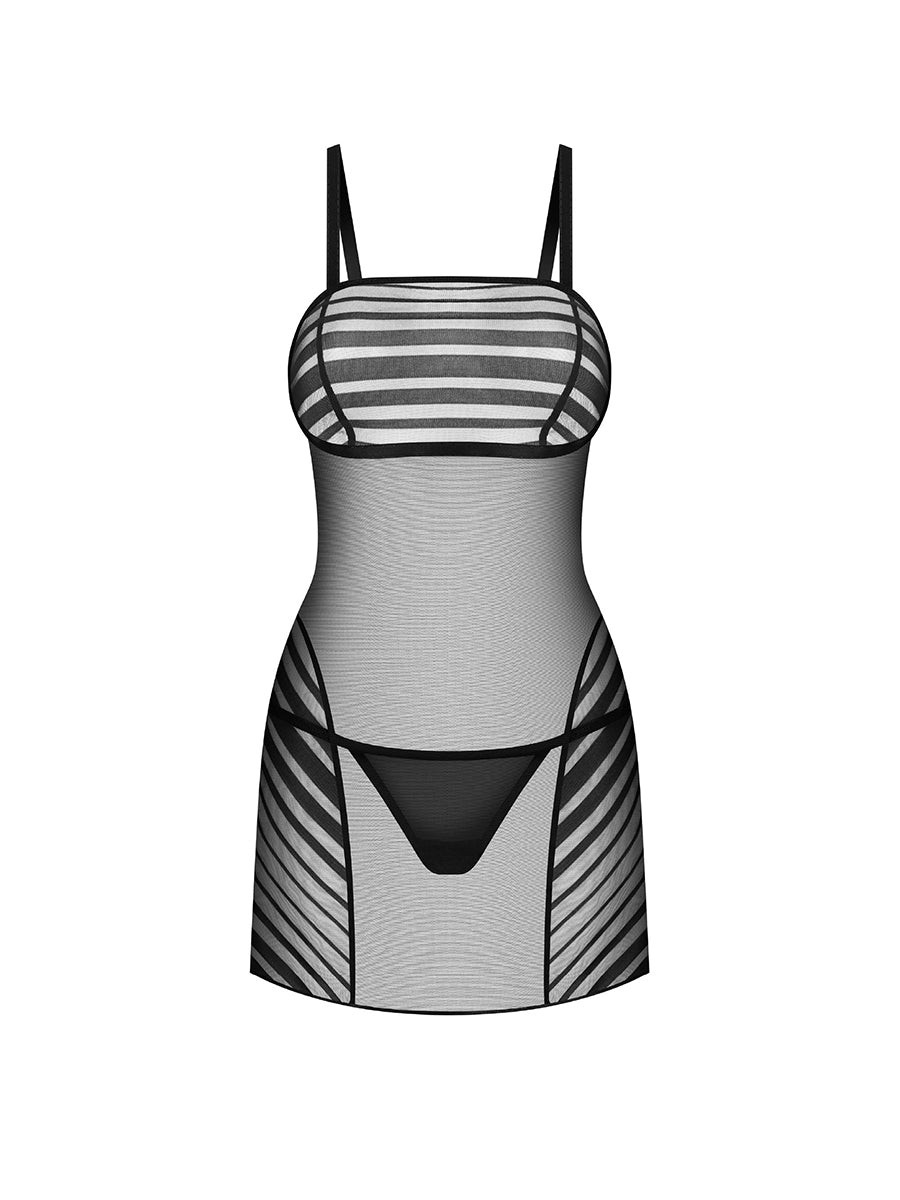 Lune Bellis Striped Chemise - Black