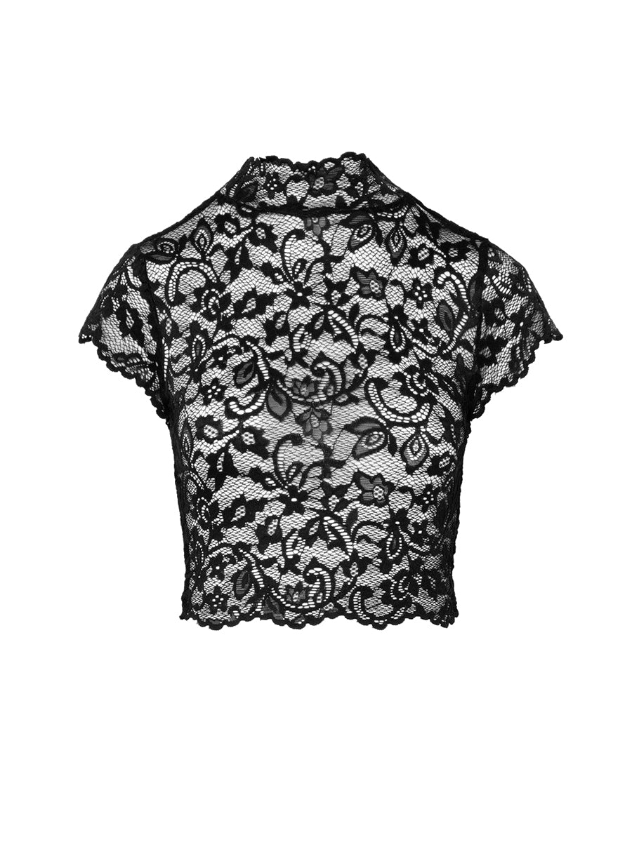 Essence Lace Top with High Collar