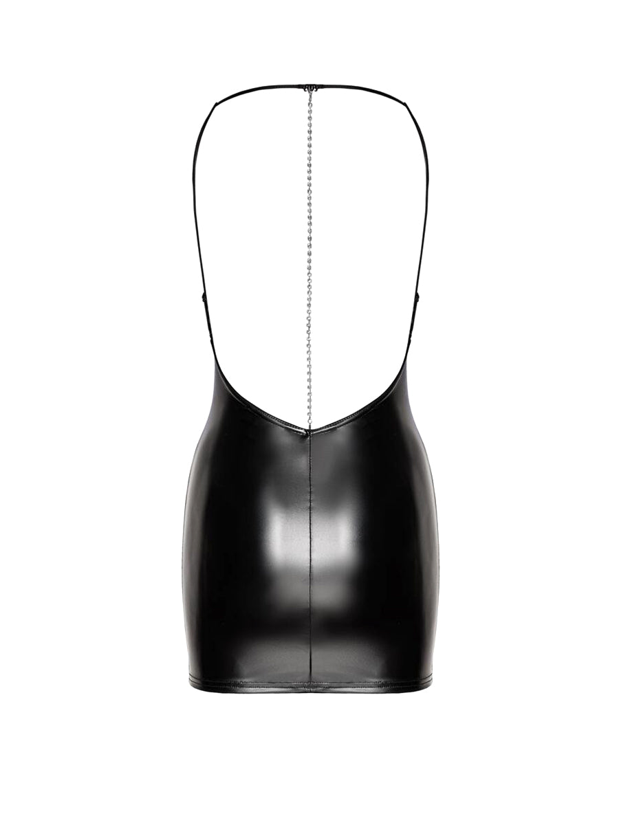 Mirage Wetlook Mini Dress with Jewelry Rhinestone Chain