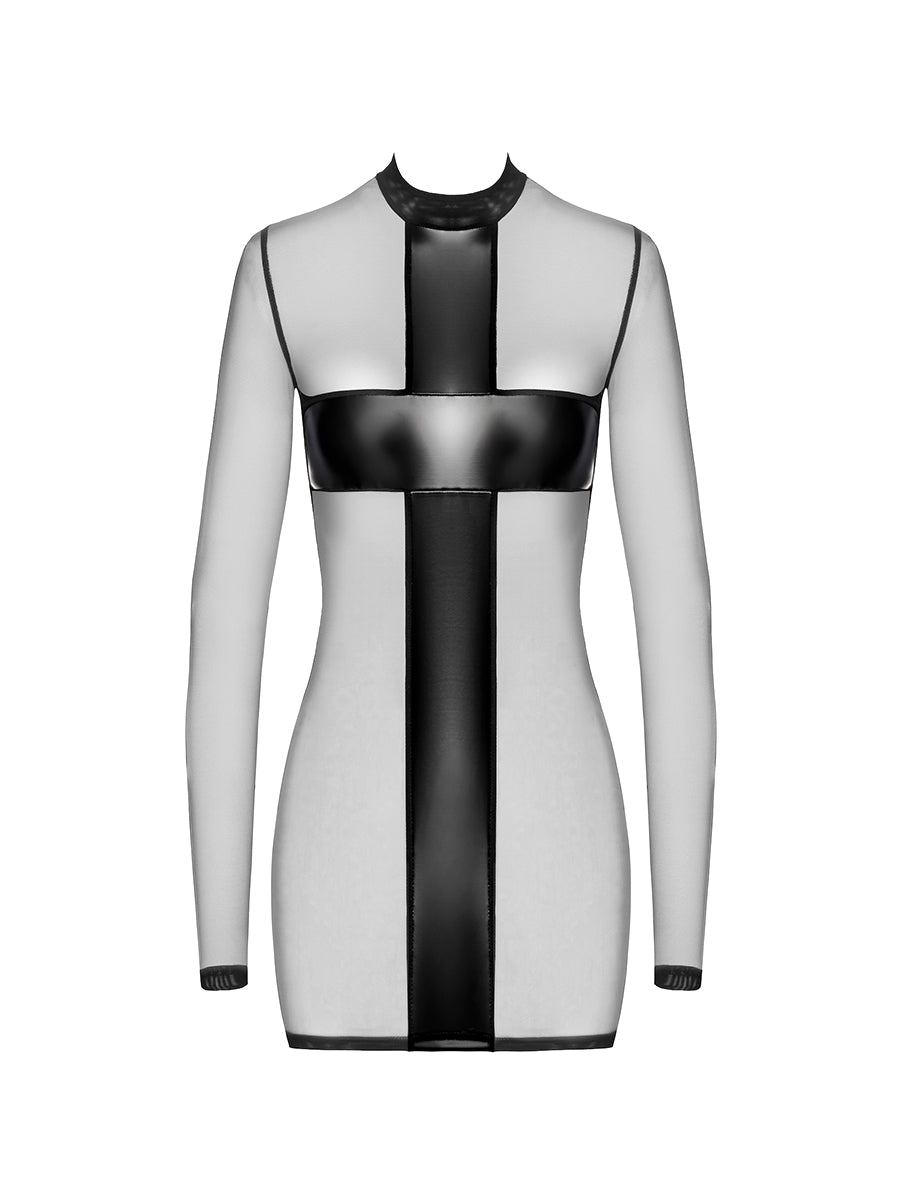 Crossfire Mesh & Wetlook Mini Dress