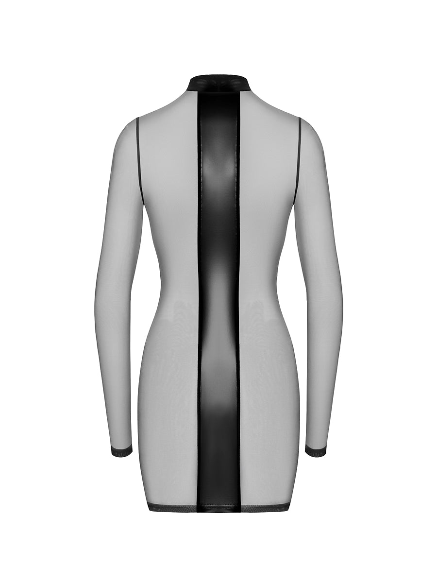 Crossfire Mesh & Wetlook Mini Dress