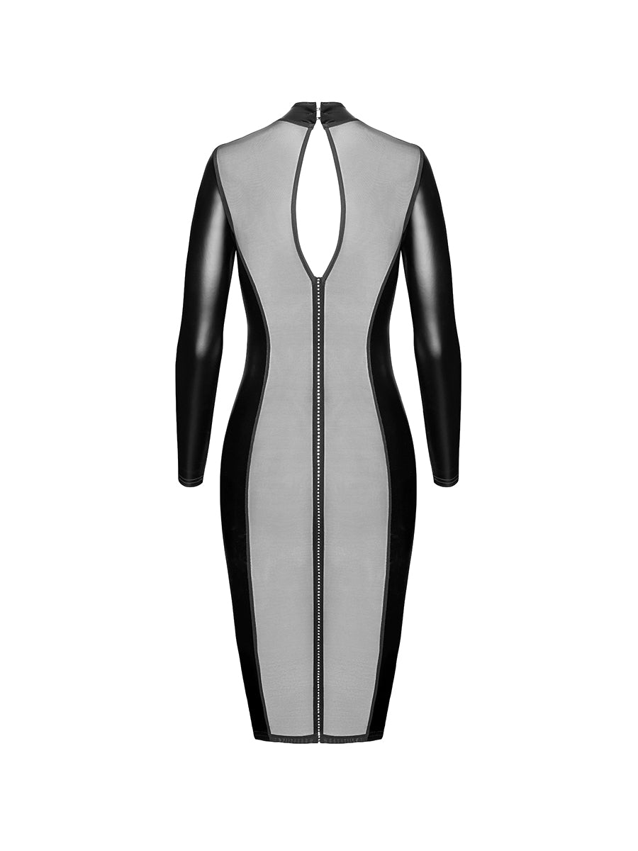 Luxuria Crystal Back Sheer Midi Dress