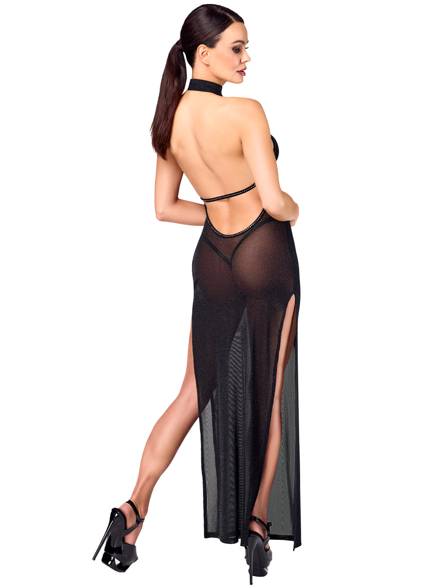 Onyx Twin-slit Long Dress