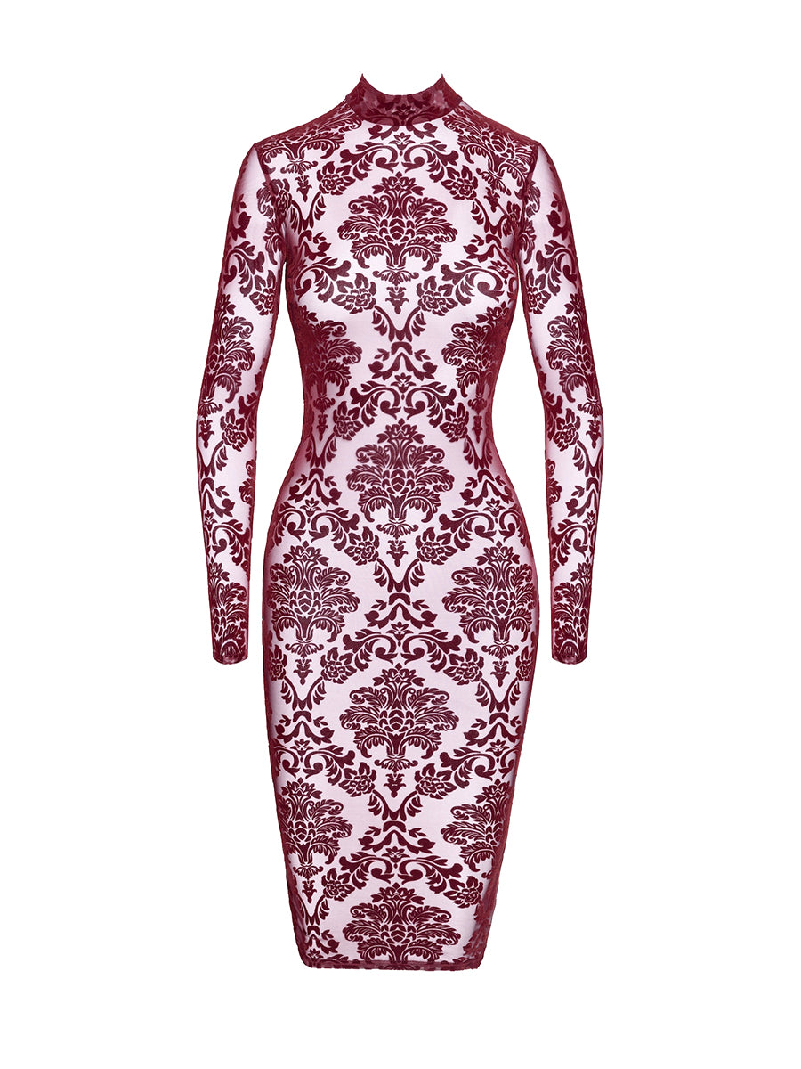Sophisticated dark midi dress by Noir Handmade, embodying regal elegance and commanding power