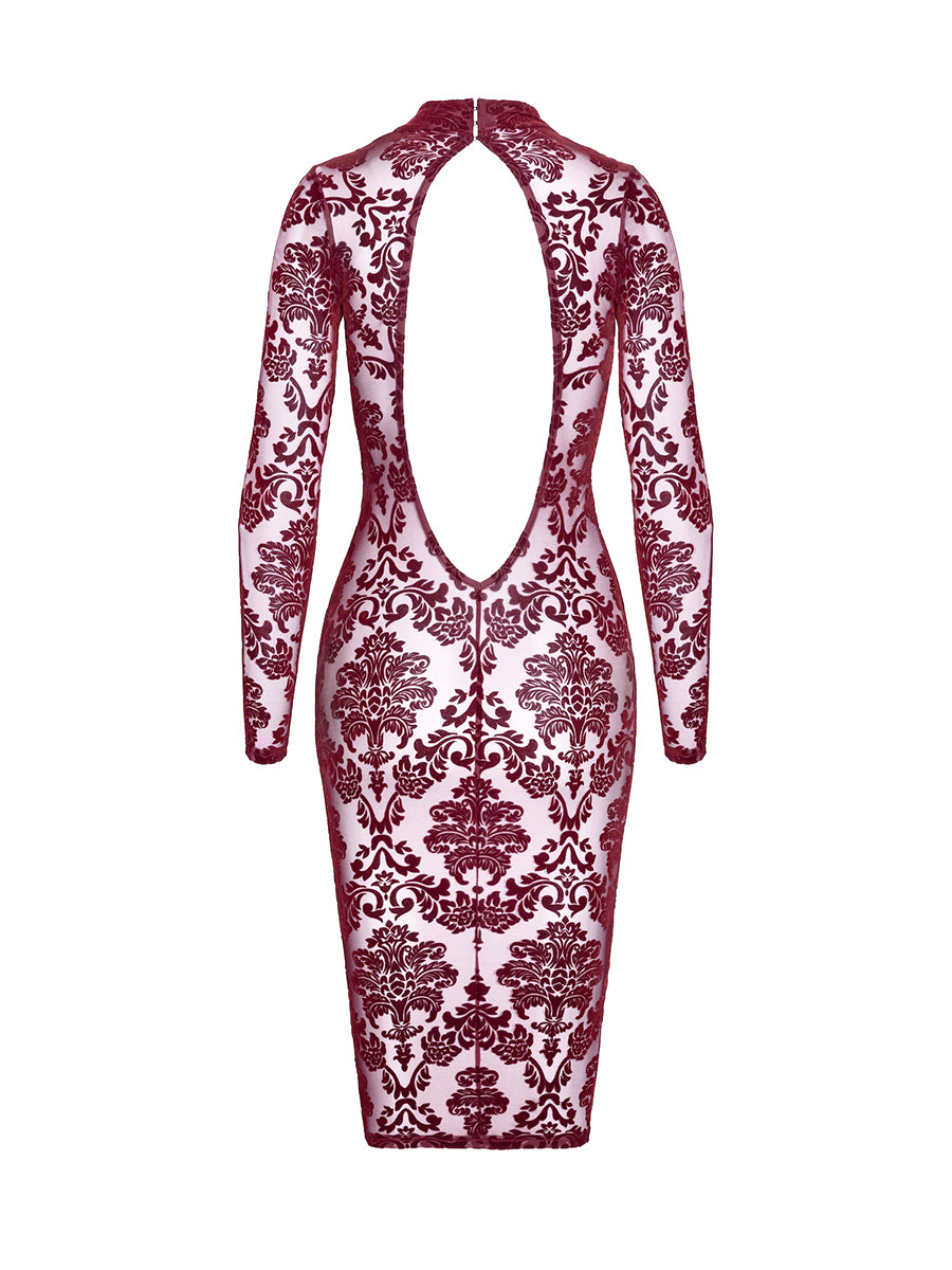 Sophisticated dark midi dress by Noir Handmade, embodying regal elegance and commanding power