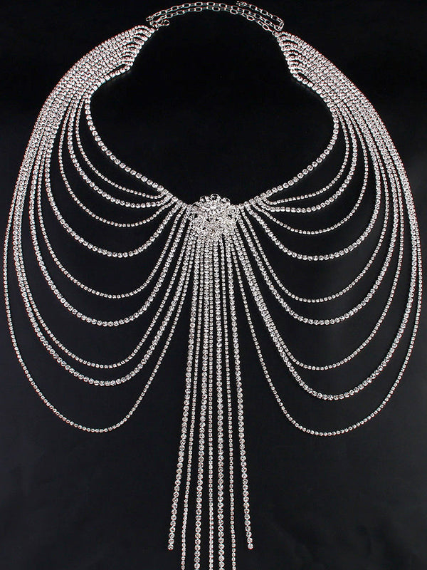 Flower Tassel Rhinestone Waist Chain