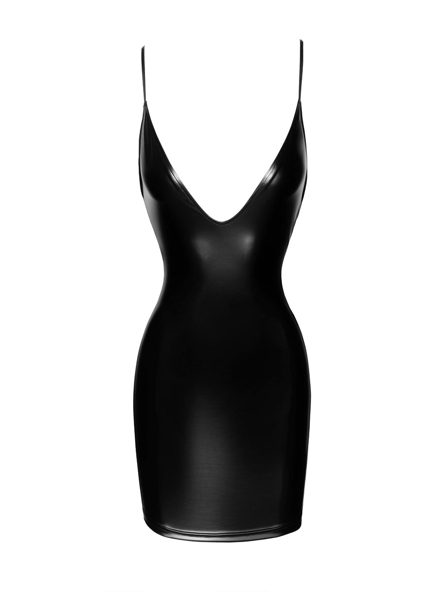 Mini Powerwetlook Dress with Lace-up Back