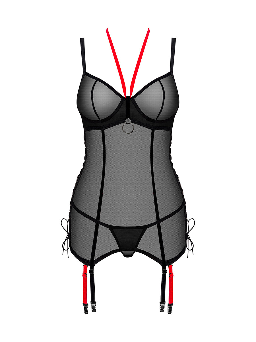 Glandez Corset with Detachable Garter Straps - Black