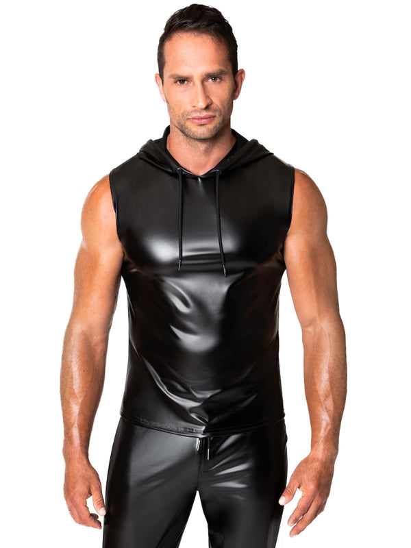 Noir Handmade Frenzy Power Wetlook Sleeveless Hoodie