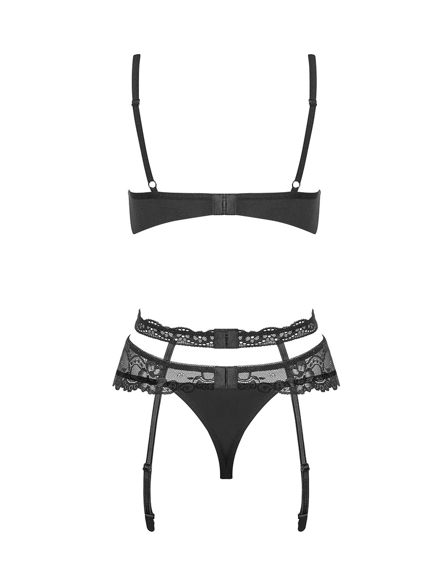 Heartina Sexy Lingerie Set: Bra, Garter Belt, Thong