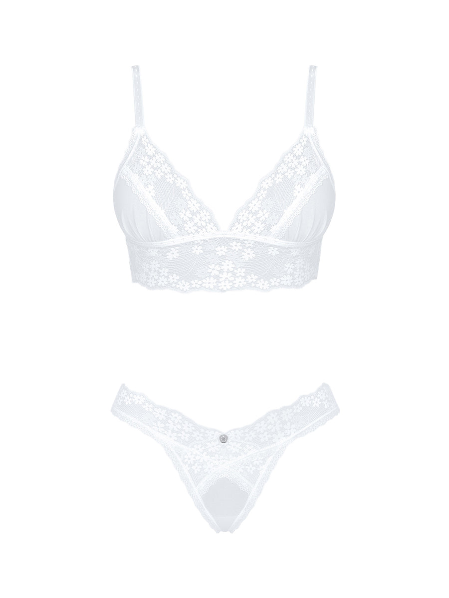 Heavenlly Lingerie Set: Bra & Thong - White