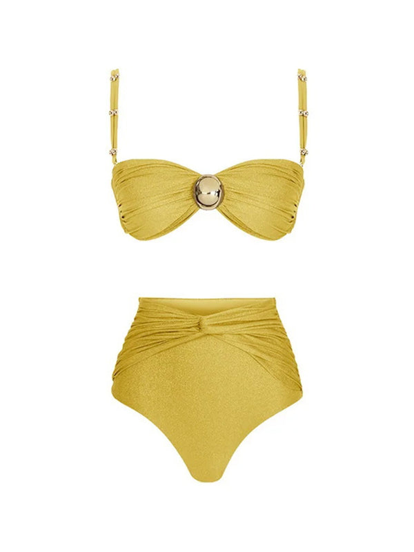 High Waist Bikini Swimsuit with Skirt