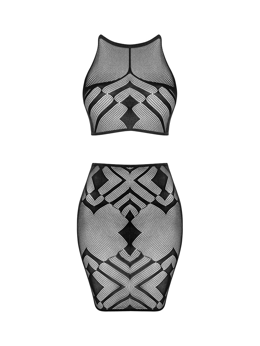 K101 Top and Skirt - Black