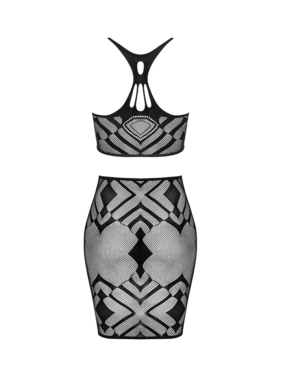 K101 Top and Skirt - Black