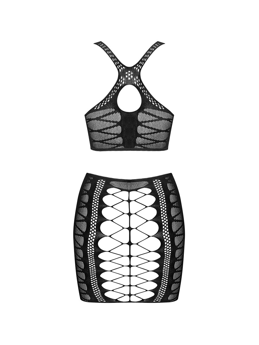 K102 Top & Skirt Set - Black