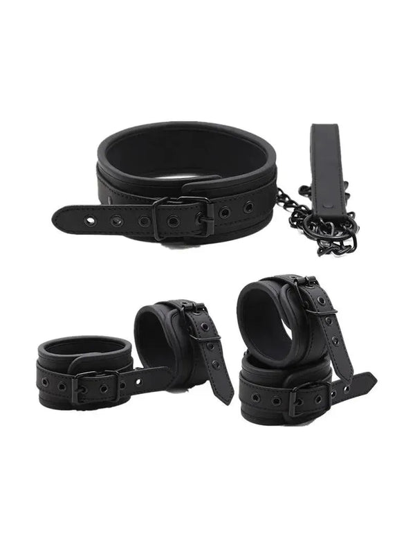 Leather Bondage Handcuffs Ankle-cuffs Collar