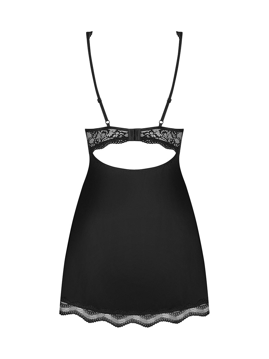 Luvae Elegant Babydoll & Thong - Black