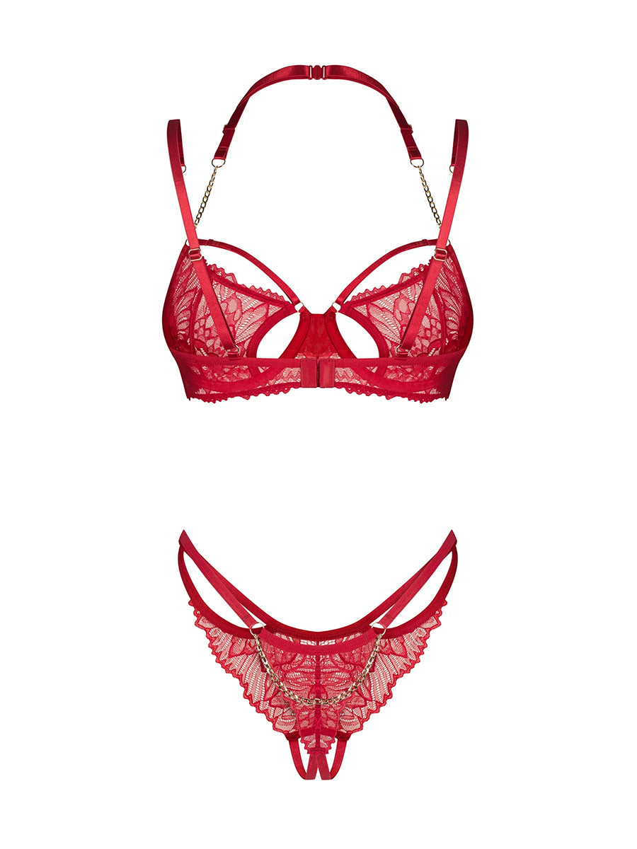 Matildea Red Lingerie Set with Gold Chains
