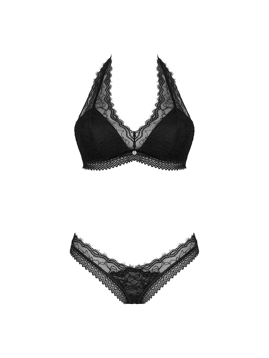 Medilla Black Lingerie Set: Bra & Thong