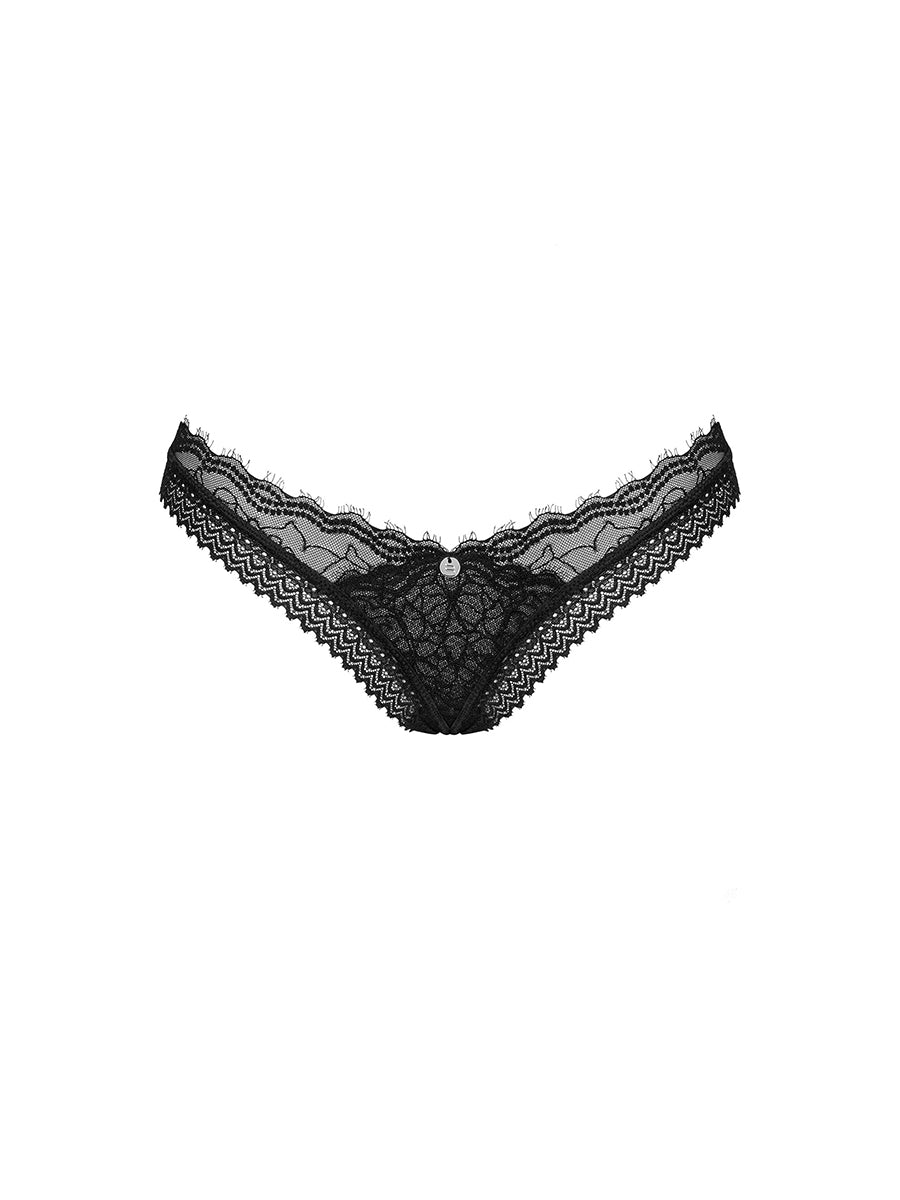 Medilla Black Thong with Lace