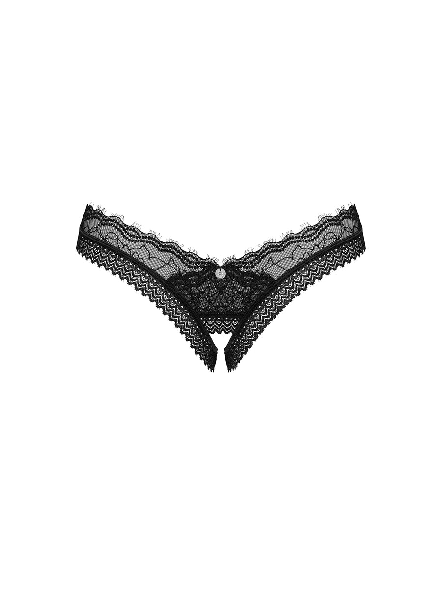Medilla Black Thong with Open Crotch