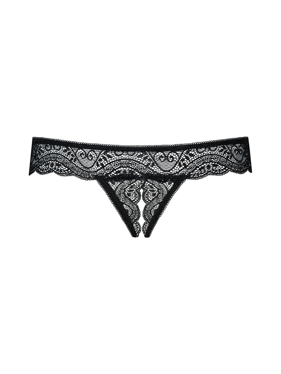 Miamor Black Thong with Open Crotch