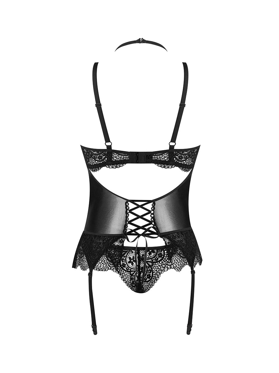 Noir Fantasy Lace Corset and Thong