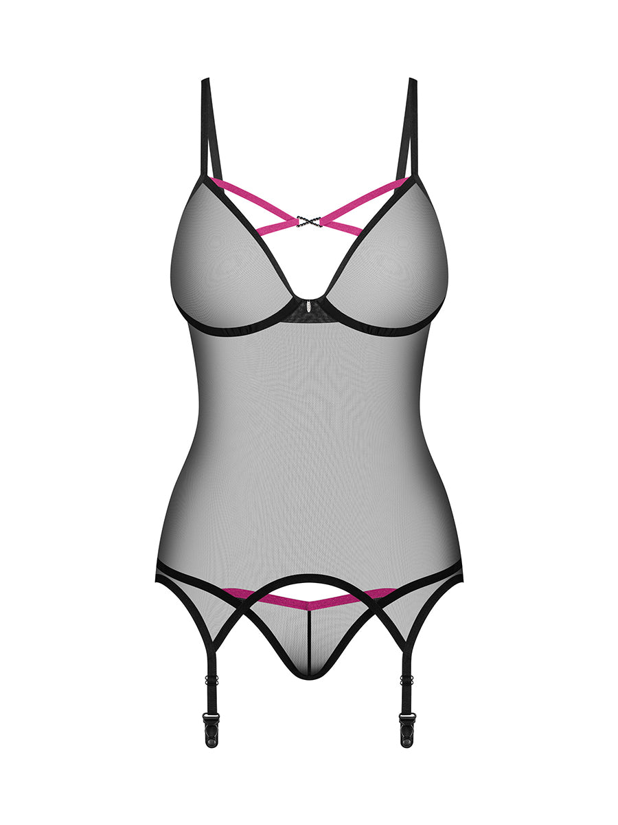 Novenes Black Corset and Thong