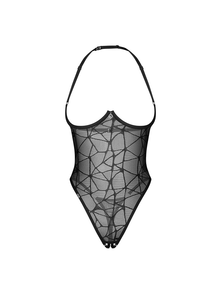 Obsessive Olianna black sheer teddy with open crotch and cupless bust design_07