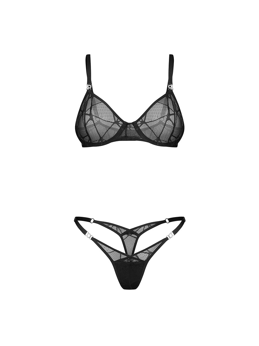 Obsessive Olianna sheer black mesh bra and thong lingerie set_05