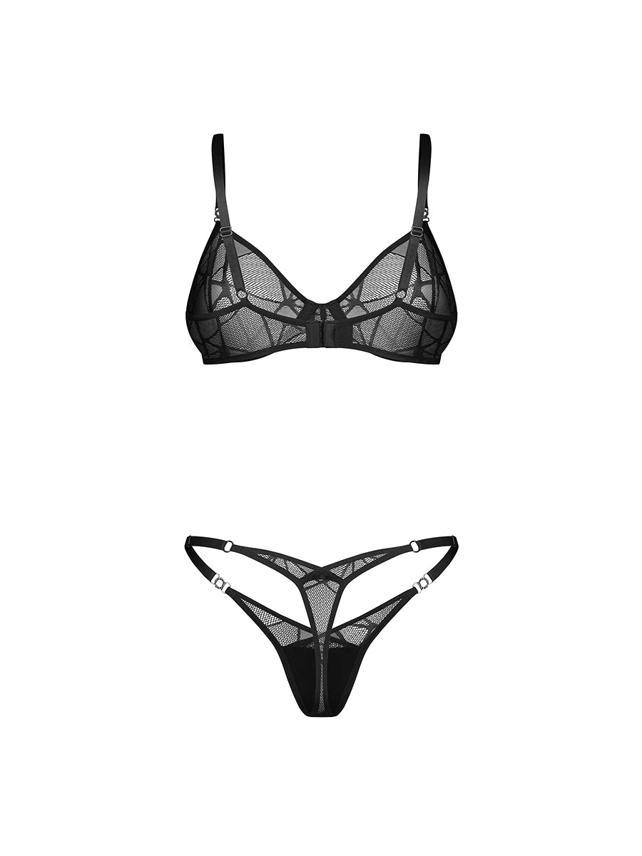 Obsessive Olianna sheer black mesh bra and thong lingerie set_06